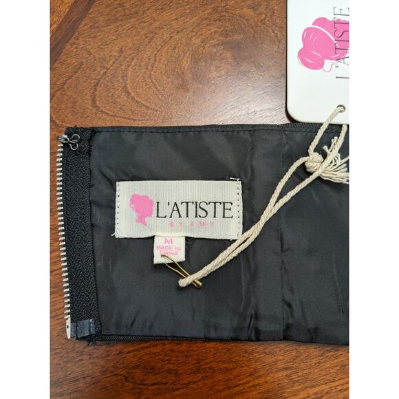 L'atiste by Amy Tube Top Medium Black Back Zip‎ Festival Summer Club Strapless - Picture 4 of 8